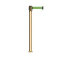 Montour Line Retractable Belt Fixed Stanchion, 2ft Pol.Brass Post  7.5ft Lt Grn MX530F-PB-LGN-75